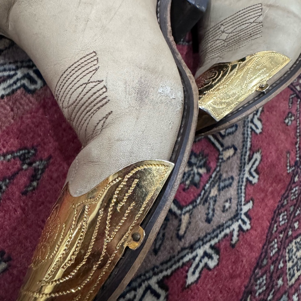 Vintage* Gold and Tan Heeled Boots